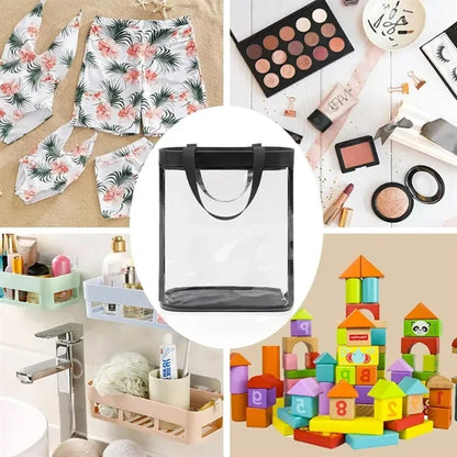 Clear Waterproof Toiletry Bag with Handle and Flap Cover