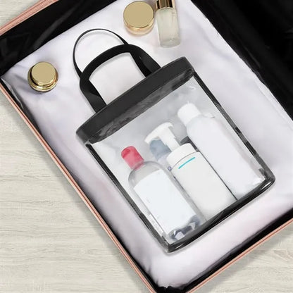 Clear Waterproof Toiletry Bag with Handle and Flap Cover