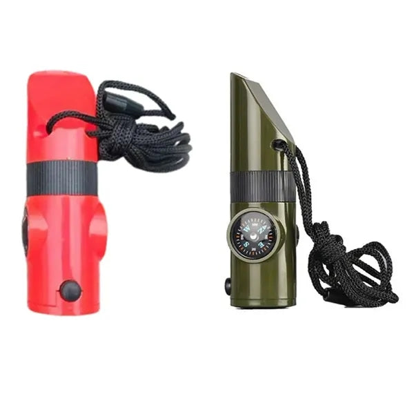 Multi-Functional Survival Whistle with Compass and LED Light