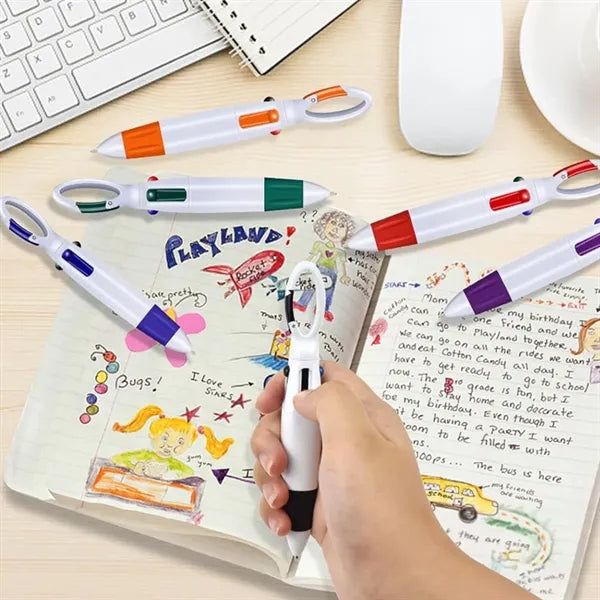 Carabiner Clip 4 Color Pen for Office and Outdoor Use