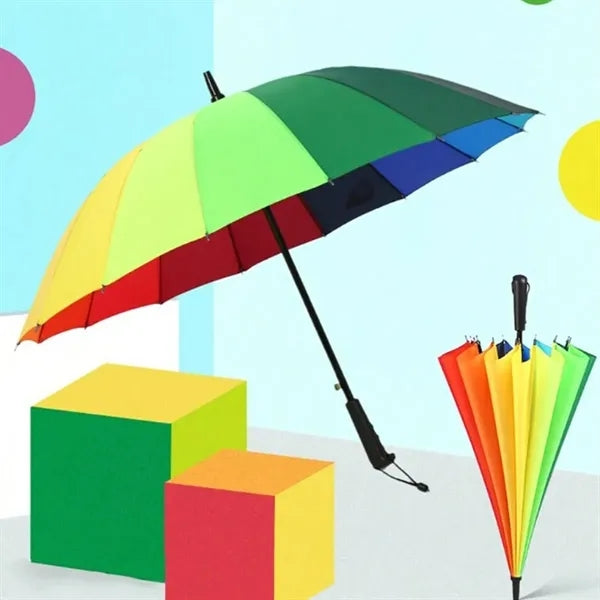Large Rainbow Windproof Umbrella for Outdoor & Pride Events