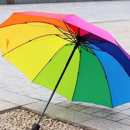 Large Rainbow Windproof Umbrella for Outdoor & Pride Events