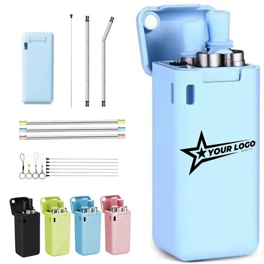 Collapsible Stainless Steel Straw Set with Portable Case