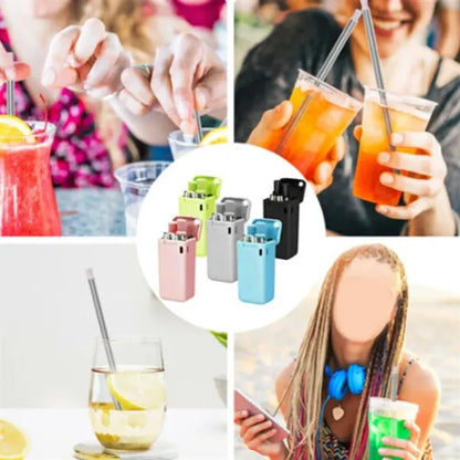 Collapsible Stainless Steel Straw Set with Portable Case