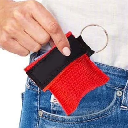 Portable CPR Face Shield Keychain with One Way Valve