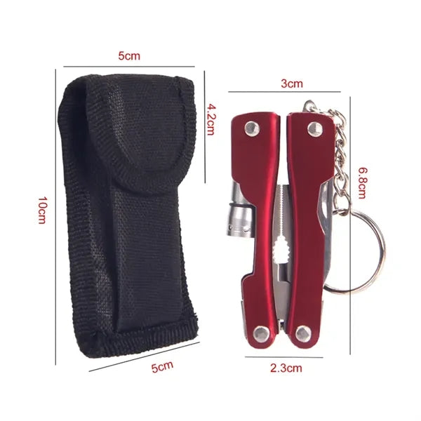 Compact Multi-Tool Keychain with LED Light and Pliers
