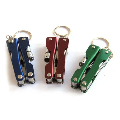 Compact Multi-Tool Keychain with LED Light and Pliers