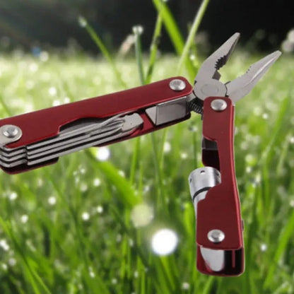Compact Multi-Tool Keychain with LED Light and Pliers