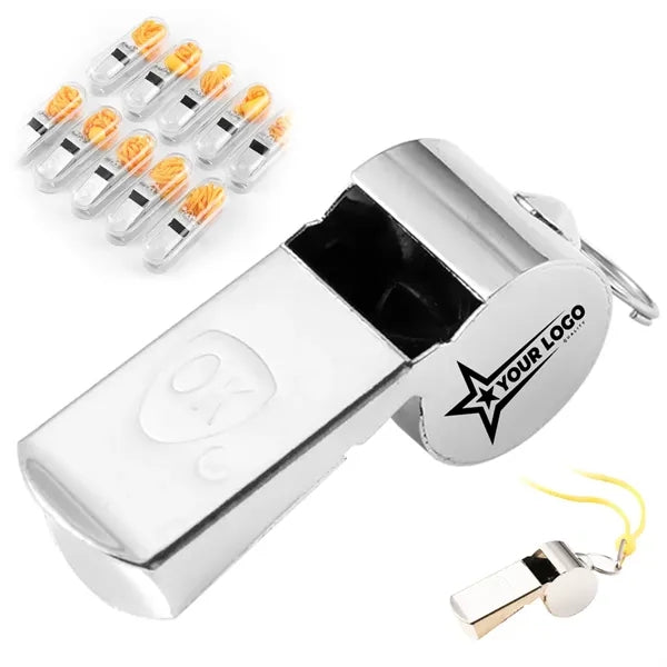 Stainless Steel Whistle with Lanyard for Sports & Emergency