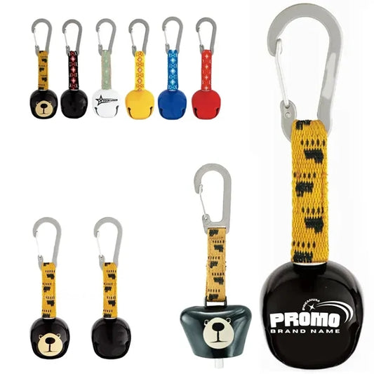 Retractable Bell with Carabiner & Rope for Hiking, Safety.