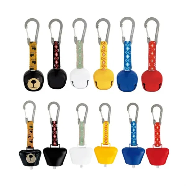 Retractable Bell with Carabiner & Rope for Hiking, Safety.