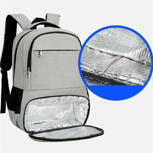 Insulated Laptop Backpack W/ Cooler USB Port Headphone Jack