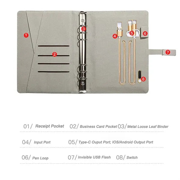 Premium Charging Notebook Gift Set with Power Bank