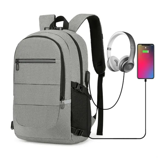 Laptop Backpack W/ USB Port Headphone Jack & Anti-Theft Lock