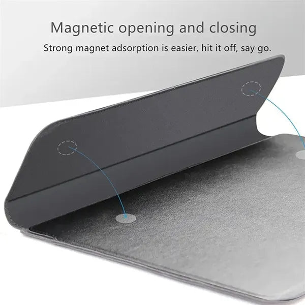 Multi-Function PU Leather Laptop Sleeve with Stand