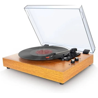 Wood Vintage Bluetooth Record Player with Speaker