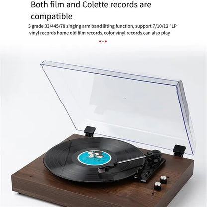 Wood Vintage Bluetooth Record Player with Speaker