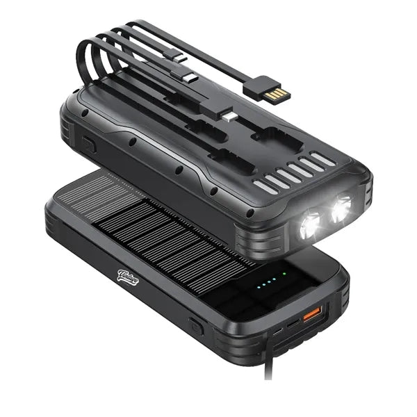 40000mAh Portable Solar Phone Charger with Built-in 4 Cables