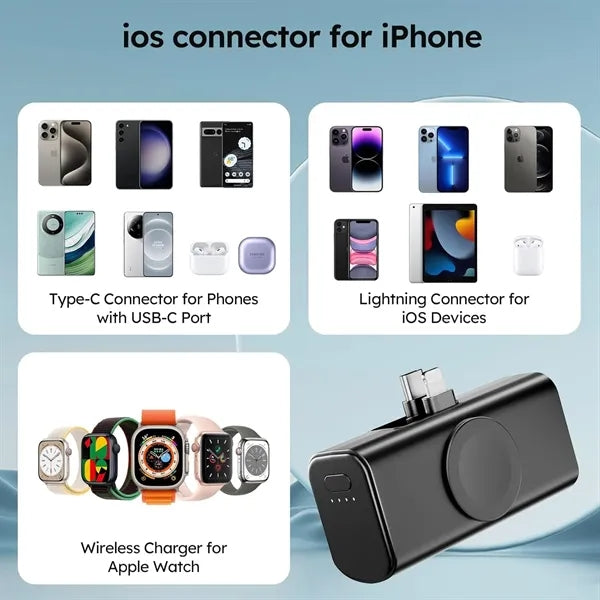 Mini  power bank 5000mAh  with watch charger