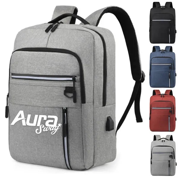 Travel Business College Laptop Backpack W/ USB Port