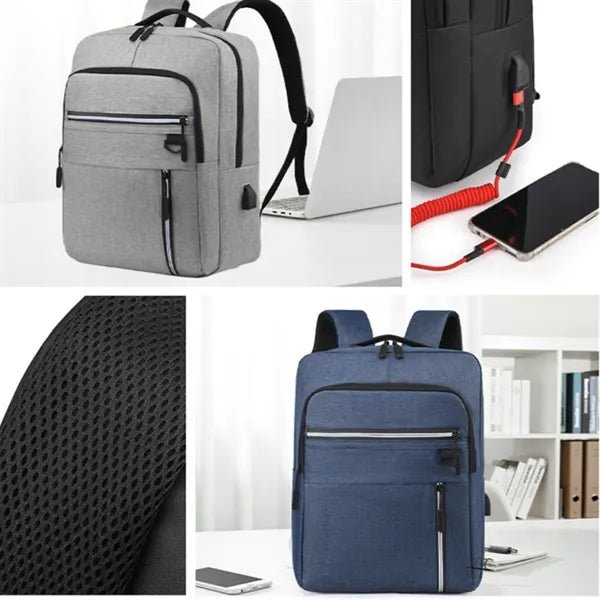 Travel Business College Laptop Backpack W/ USB Port