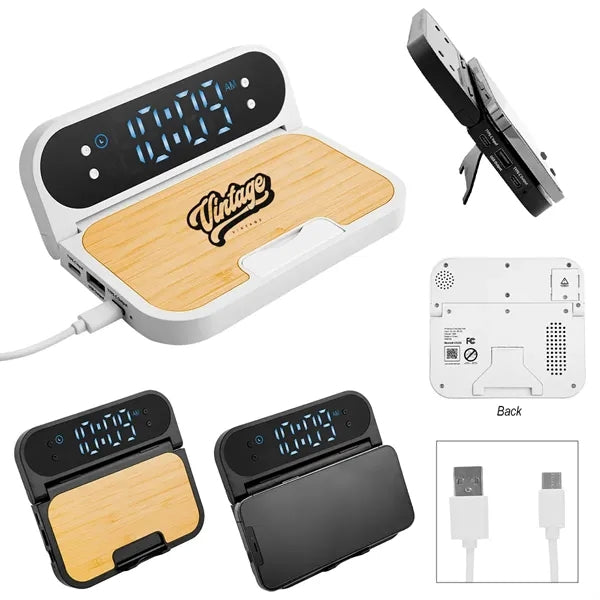 Bamboo Folding Chargers with Digital Clock