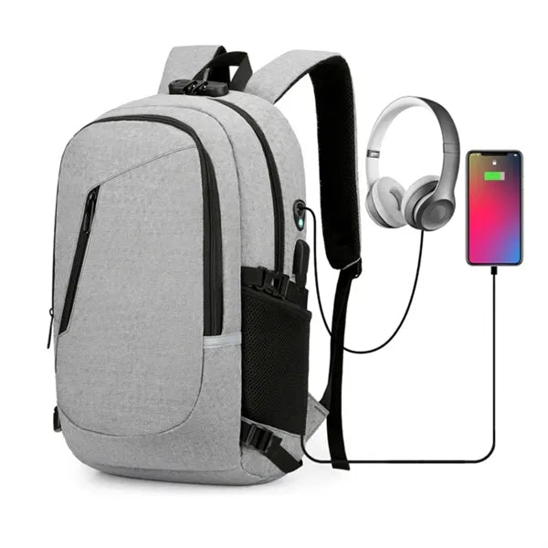 Laptop Backpack W/ USB Port Headphone Jack Anti-Theft Lock