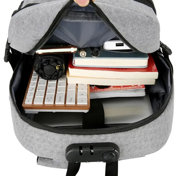 Laptop Backpack W/ USB Port Headphone Jack Anti-Theft Lock