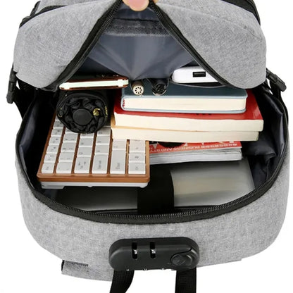 Laptop Backpack W/ USB Port Headphone Jack Anti-Theft Lock
