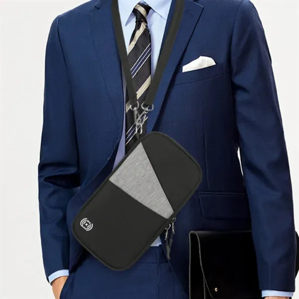 RFID Blocking Travel Passport Wallet W/ Zipper Wrist Strap