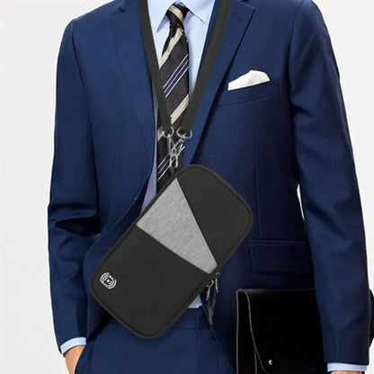 RFID Blocking Travel Passport Wallet W/ Zipper Wrist Strap