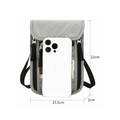 RFID Blocking Neck Passport Wallet Crossbody Travel Pouch