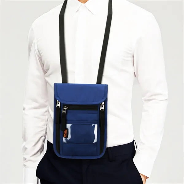 RFID Blocking Neck Passport Wallet Crossbody Travel Pouch