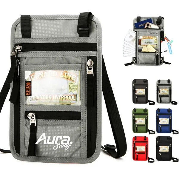 RFID Blocking Passport Neck Wallet Crossbody Travel Pouch