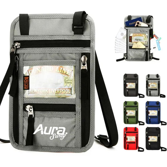 RFID Blocking Passport Neck Wallet Crossbody Travel Pouch