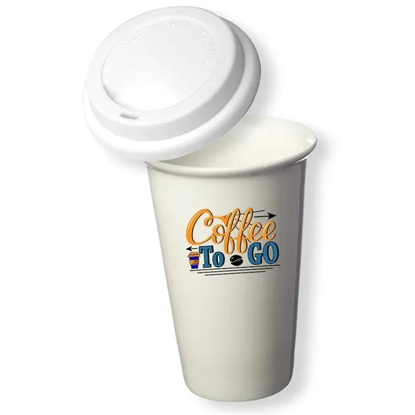 11 oz. Double Wall Ceramic Tumblers with Lid