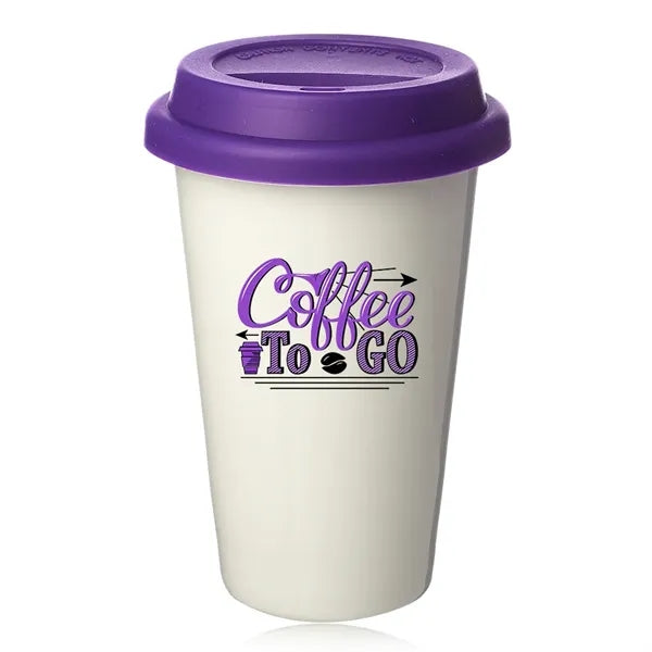 11 oz. Double Wall Ceramic Tumblers with Lid