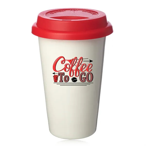 11 oz. Double Wall Ceramic Tumblers with Lid