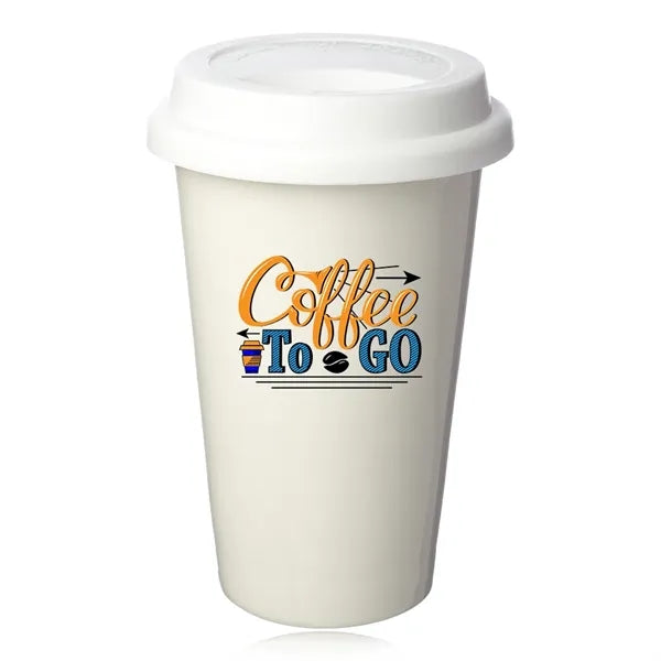 11 oz. Double Wall Ceramic Tumblers with Lid
