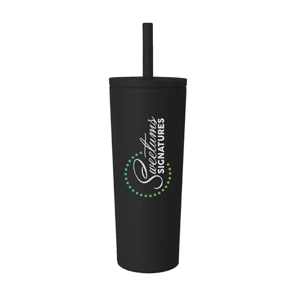 24 oz Double Wall Tumbler with Leak Proof Straw