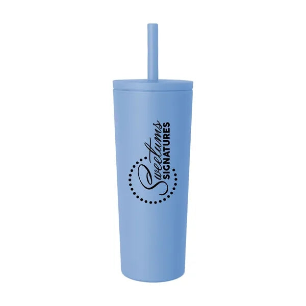 24 oz Double Wall Tumbler with Leak Proof Straw