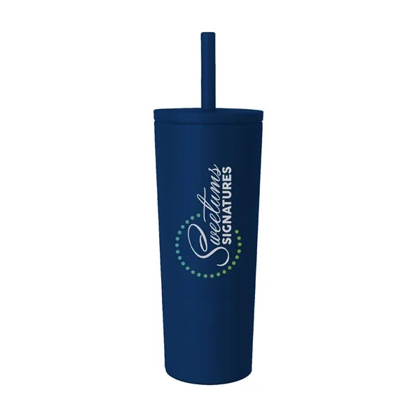24 oz Double Wall Tumbler with Leak Proof Straw
