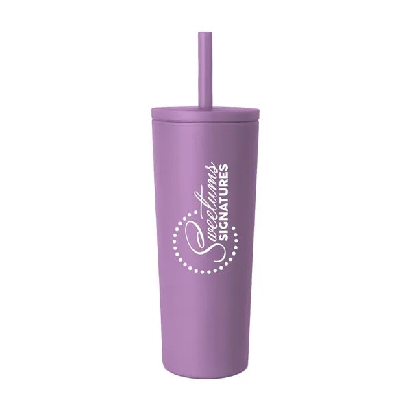 24 oz Double Wall Tumbler with Leak Proof Straw