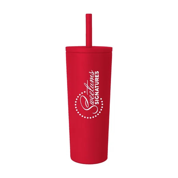 24 oz Double Wall Tumbler with Leak Proof Straw