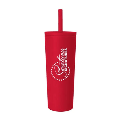 24 oz Double Wall Tumbler with Leak Proof Straw
