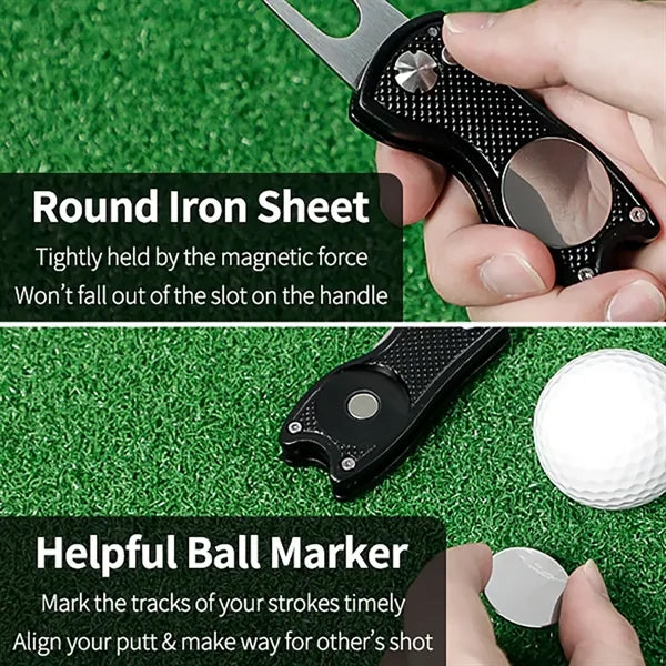 Golf Foldable Metal Green Tool W/ Magnetic Putt Alignment