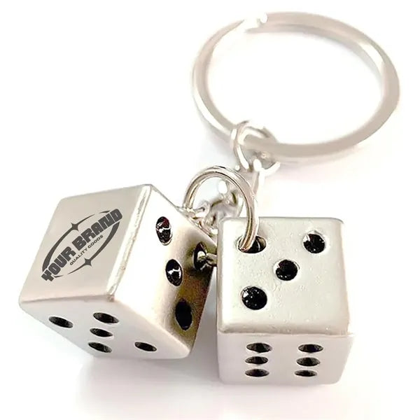 Lucky Silver Metal Dice Keychain Stylish And Fortunate Charm