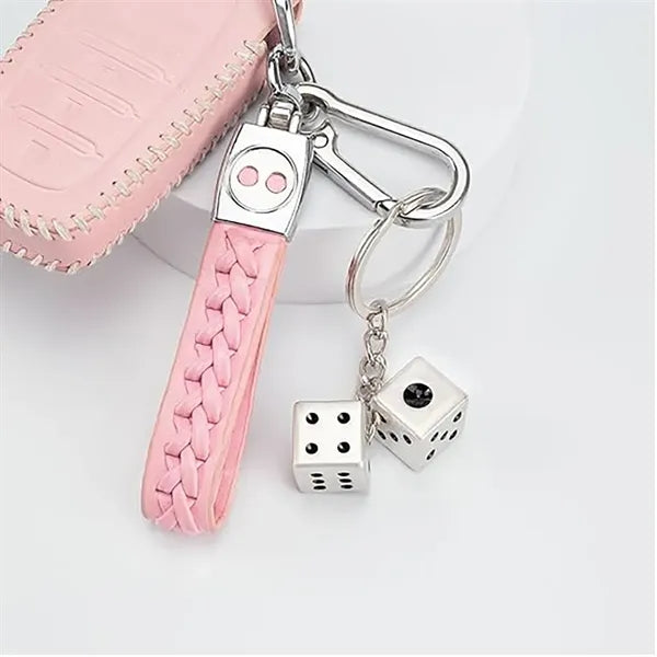 Lucky Silver Metal Dice Keychain Stylish And Fortunate Charm