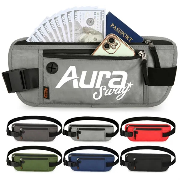 RFID Travel Waist Bag Passport Wallet W/ Headphone Jack