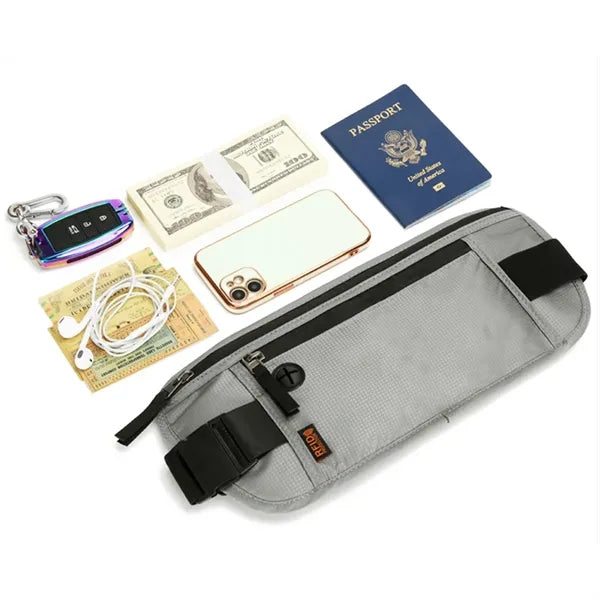 RFID Travel Waist Bag Passport Wallet W/ Headphone Jack